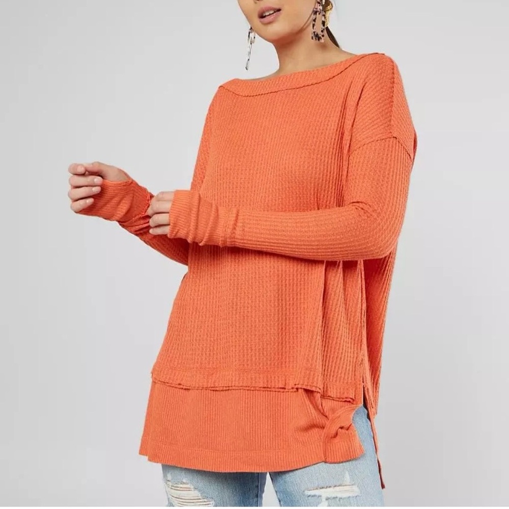 ✨Free People We The Free North Shore Thermal Tunic Size L Orange